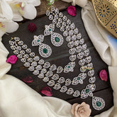 Vriksham Premium Bridal Maanga Style American Diamond 3 Layered Neckpiece-Green-G16891