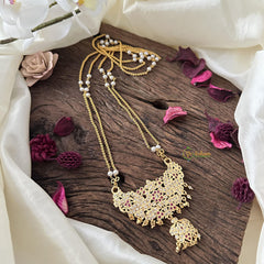 Elegant AD Stone Pendant Chain-Red-G15411