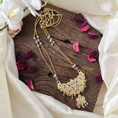 Elegant AD Stone Pendant Chain-White-G15412