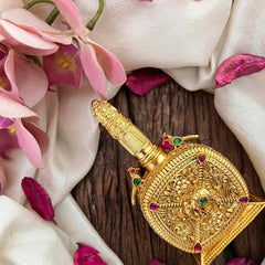 Vriksham Antique Gold Pendant With Parrot Motifs Kumkum Box-G21208