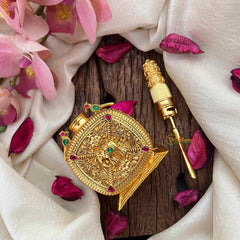 Vriksham Antique Gold Pendant With Parrot Motifs Kumkum Box-G21208