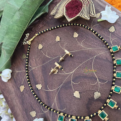 Vriksham Green Square Style Kundan Jadau Black Beaded Short Magalsutra-J3442
