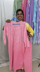 Vriksham Light Pink Chikankari Kurti & Pajama Set-VS4326