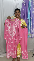 Vriksham Pink Chikankari Kurti & Pajama Set-VS4329