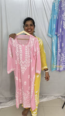 Vriksham Light Pink Chikankari Kurtis-VS4322