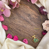 Green Jadu Kundan Krishna Pendant Invisible Neckpiece-G15568