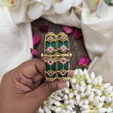 Vriksham Green Meenakari With Pink Stone Accents-Screw Type Bangles-G19910