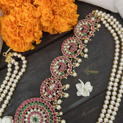 Vriksham Unique Peacock Kundan Jadau Hipchain-Off White Beads-J3428
