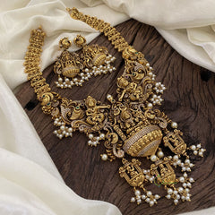 Premium AD Stone Lakshmi Pendant Temple Short Neckpiece-G11325