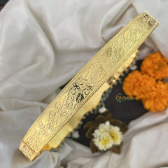 Vriksham Lakshmi With Dual Elephant Pendant Kundan Jadau Hipbelt-Aqua Green Beads-J3429