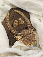 Premium Antique Temple Haram - Lakshmi Haram-Gold Bead -G11340