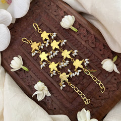 Vriksham Floral Kundan Jadau Single Strand Maatil-Red White-Rice Pearls-J3425