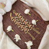 Vriksham Unique Floral Kundan Jadau Single Strand Maatil-Red Green & White-Pearls-J3423