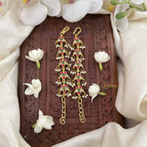 Vriksham Unique Floral Kundan Jadau Single Strand Maatil-Red Green & White-Pearls-J3423