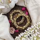 Vriksham Elegant Peacock With White Kundan and CZ Detailing-Screw Type Bangles-G19917