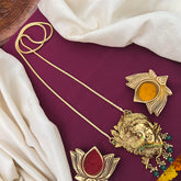 Krishna Face Idol Nakshi Pendant Golden Long Chain Necklace-Vriksham-G22502