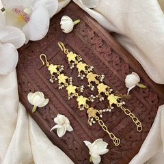 Vriksham Unique Floral Kundan Jadau Single Strand Maatil-Red Green & White-Pearls-J3423