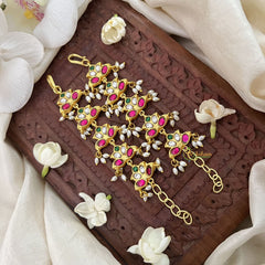 Vriksham Antique Designer Kundan Jadau Single Strand Maatil-Rice Pearls-J3426