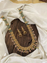 Red Green Premium Lakshmi Antique Gold Coin Style Temple Haram-G11334