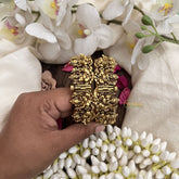 Vriksham Antique Gold Ganesh Motif Bangles-Screw Type Bangles-G19920