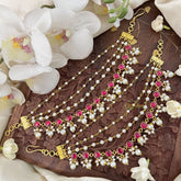 Vriksham Antique 4 Layer Kundan Jadau Maatil-White Beads & Pearls-J3427