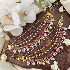 Vriksham Antique 4 Layer Kundan Jadau Maatil-White Beads & Pearls-J3427