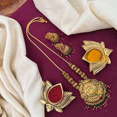 Classic Lakshmi Temple Pendant Gold Ball Long Chain Necklace-Vriksham-G22506