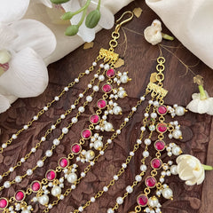 Vriksham Antique 4 Layer Kundan Jadau Maatil-White Beads & Pearls-J3427