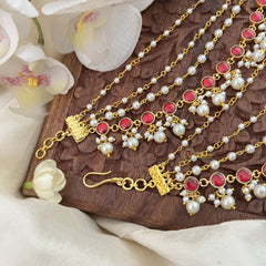 Vriksham Antique 4 Layer Kundan Jadau Maatil-White Beads & Pearls-J3427