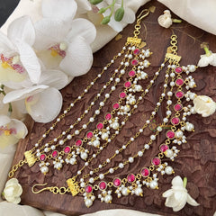 Vriksham Antique 4 Layer Kundan Jadau Maatil-White Beads & Pearls-J3427