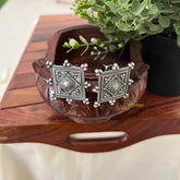 Vriksham Silver Oxidized Square Tops Earrings-S1082