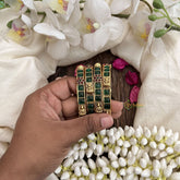 Vriksham Antique Gold Bangles with Green Stone Inlay Bangles–Set of 4-G19923