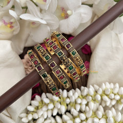 Vriksham Dual Tone Ruby & Emerald Stone Bangles –Set of 4-G19924