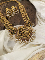 Premium AD Stone Lakshmi Pendant Haram with Mogappu-Pearl-G11339