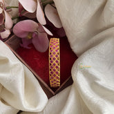 Premium Gold Alike Red AD Stone Kada Bangle-G14803