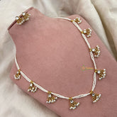 Vriksham White Beaded Kundan Jadau Short Mala-White-White Beads-J3438