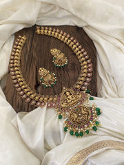 Traditional Maanga Lakshmi Haram Red White -Green Bead -G11337