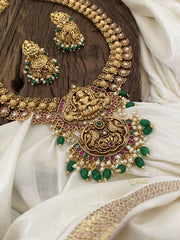 Traditional Maanga Lakshmi Haram Red White -Green Bead -G11337