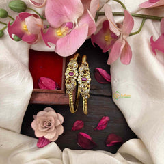 Vriksham Classic Peacock & Floral Kada Bangle-White Red-G21318