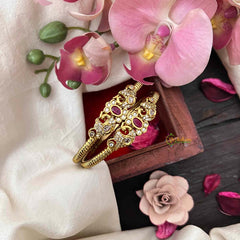 Vriksham Classic Peacock & Floral Kada Bangle-White Red-G21318