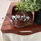 Vriksham Antique Silver Elephant Stud Earrings-S1092