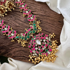 Exclusive Kundan Jadau Pendant Long Haram-Golden Pearl-J2113