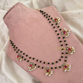 Vriksham Stylish Diva Pendant Black Beaded Kundan Jadau Magalsutra-Red-Pearl-J3454