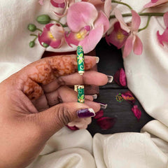 Vriksham Premium Emerald Enamel Floral Gold Openable Bangle-G21314