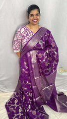 Purple Semi Georgette Soft Silk Saree -VS2006