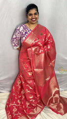 Soft Pink Semi Georgette Soft Silk Saree -VS2007