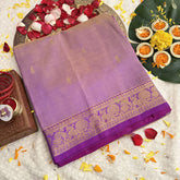 Vriksham Double Shade Lavender With Golden Buttis Designs Border Silk Cotton Saree-VS4640