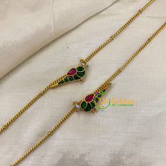 Premium Stone Pendant Anklets - Green Red Parrot -G8413