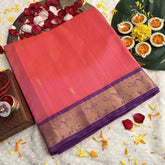 Vriksham Pink With Gold Zari & Purple Border Silk Cotton Saree-VS4629