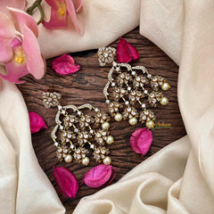 Vriksham Designer Vintage Gold Filigree Bridal Earrings-Pearls-G21218